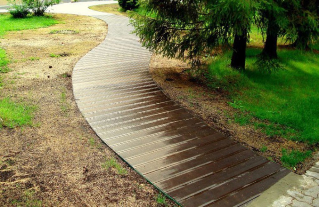 caminhos de jardim feitos de madeira ideias de design