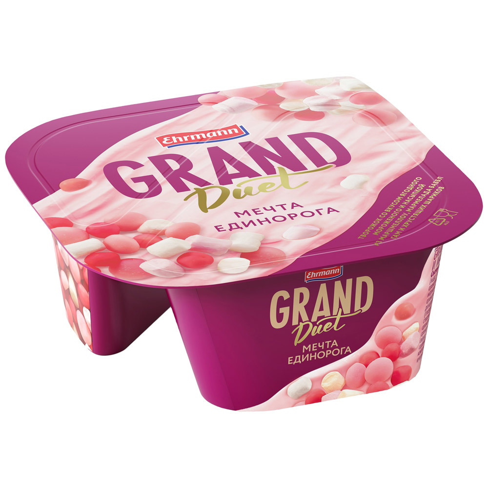 Desertinis „Grand Duet“ varškės sūris su uogų ledų skoniu „Vienaragio svajonė“ 5,5% 0,135 kg