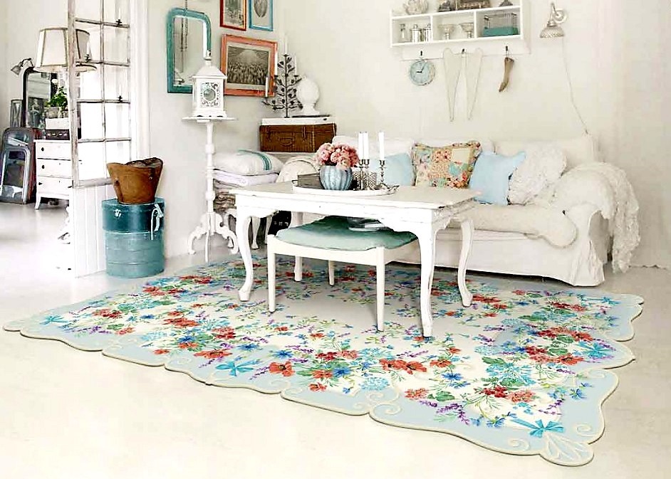 Selectie van tapijt voor het interieur van de kamer in de stijl van de Provence