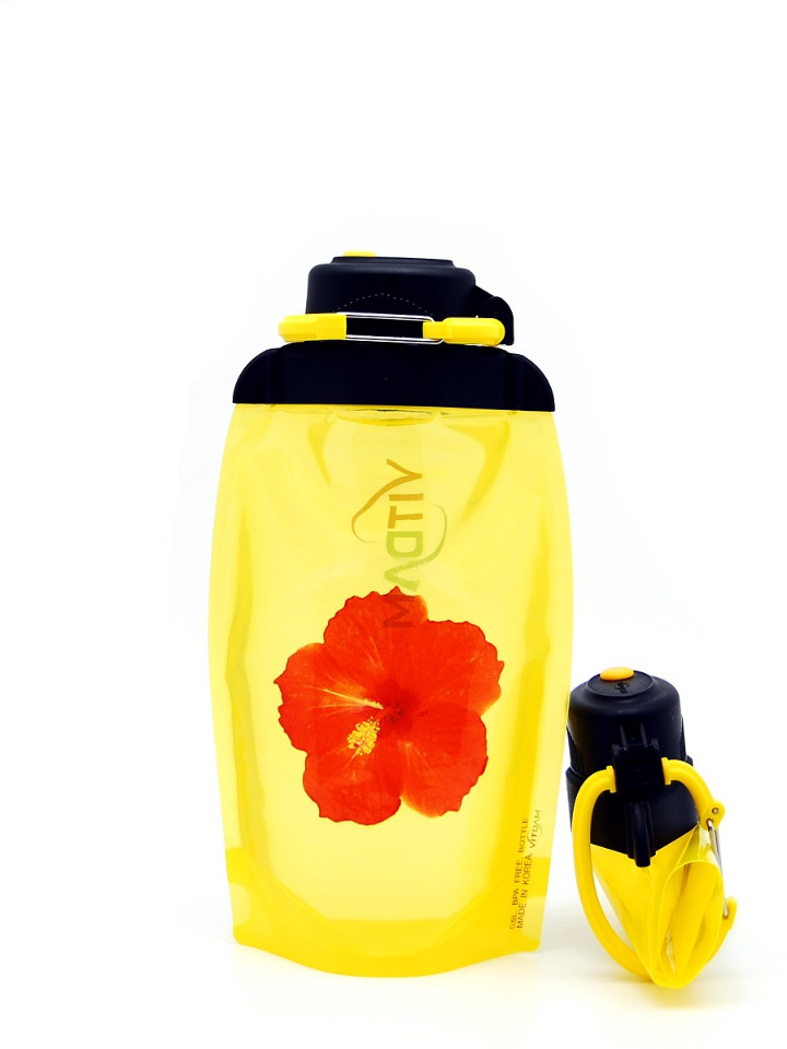 Sulankstomas ekologiškas butelis Vitdam B050YES-605 geltonas 500 ml
