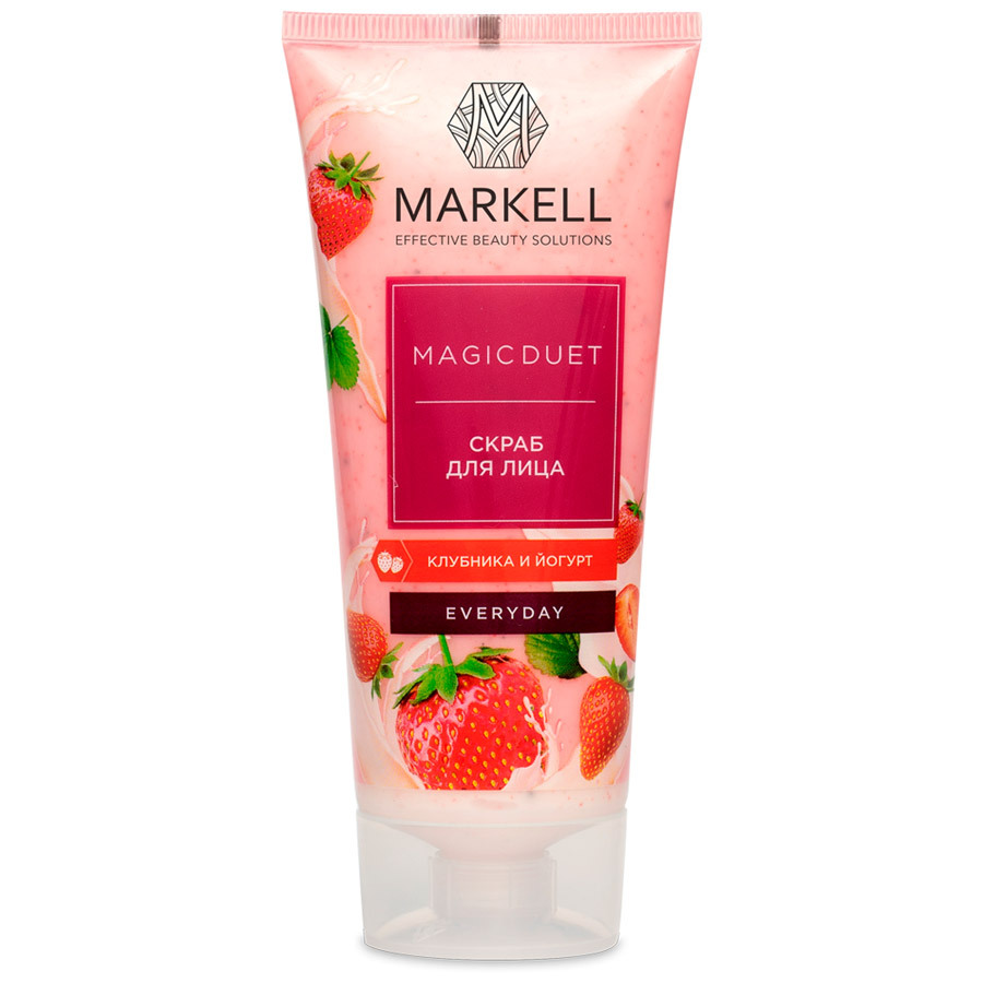 Esfoliante facial Markell Dueto Mágico de Morango e iogurte, 100ml