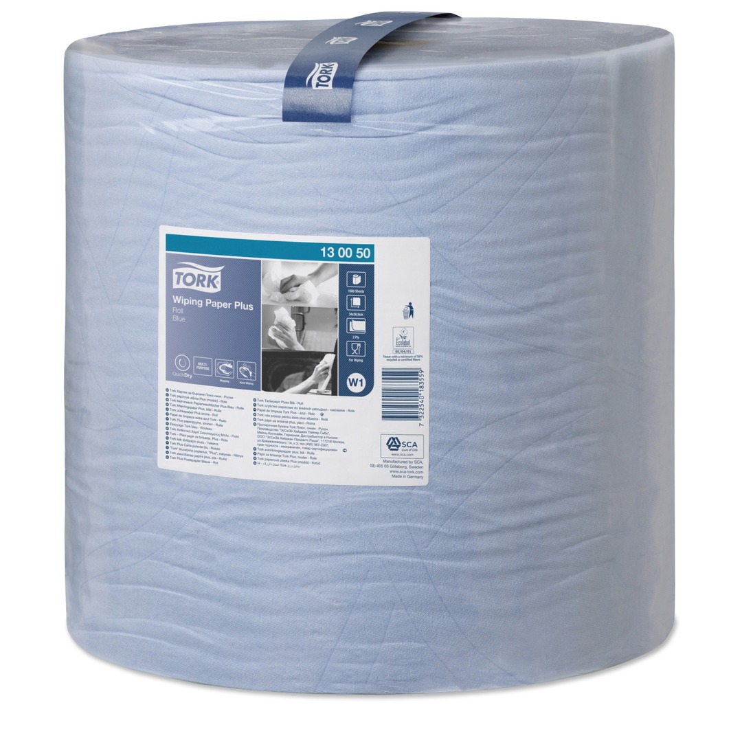 Pyyhepaperi Plus TORK 1500 arkin rulla (37 * 34 cm) W1 2 kerrosta sininen 130050