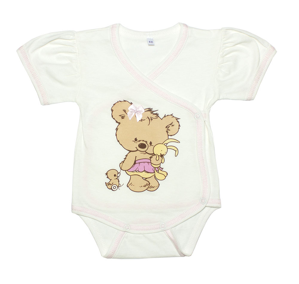 Body pour filles Octopus Bears and Elephants 106-47P-20/62 blanc, taille 62