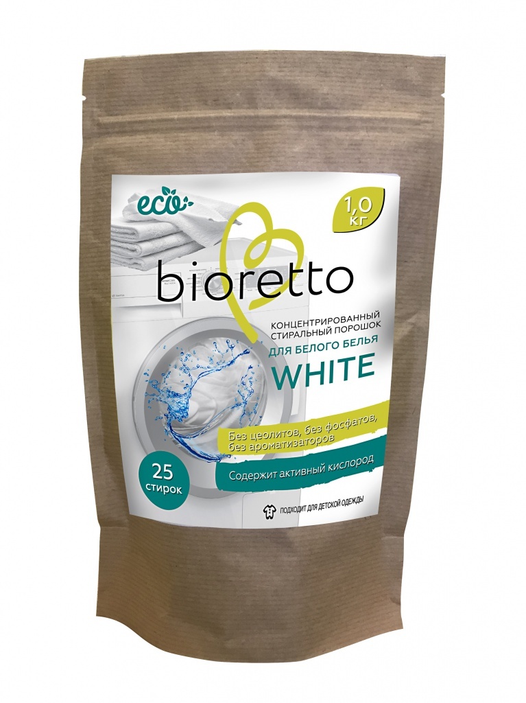 Ekologiškas koncentruotas Bioretto baltas skalbinių ploviklis 1 kg