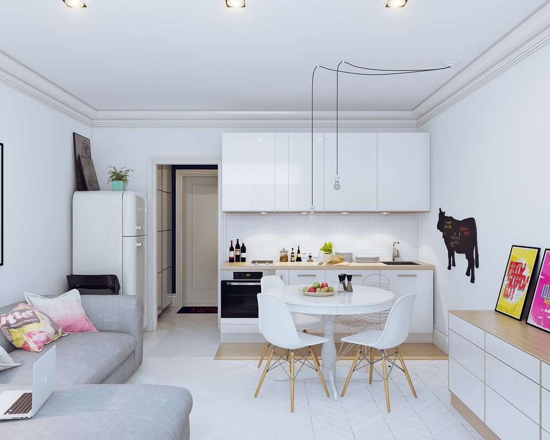 bílý interiér bytová výzdoba