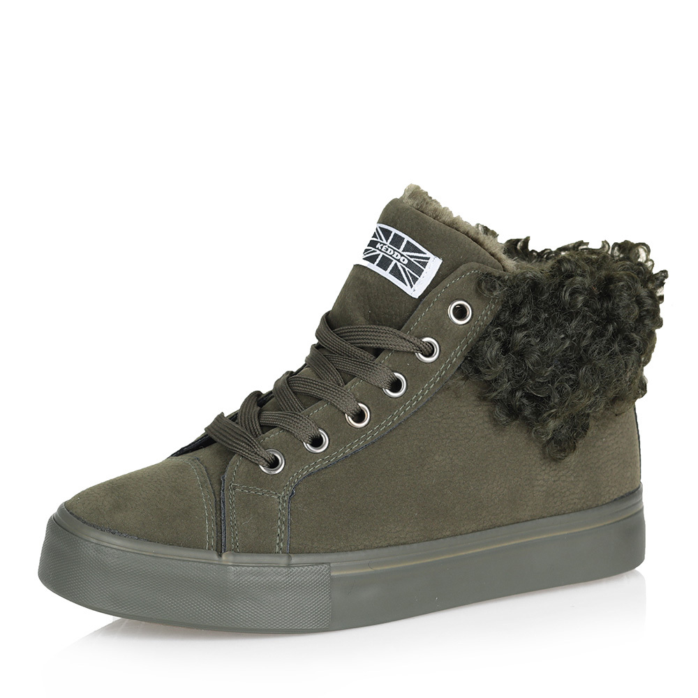 Green comfortable boots made of eco suede