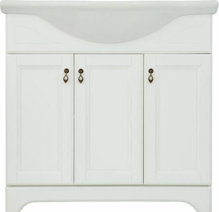 Waschtischunterschrank bodenstehend Retro 85 cm Farbe weiß