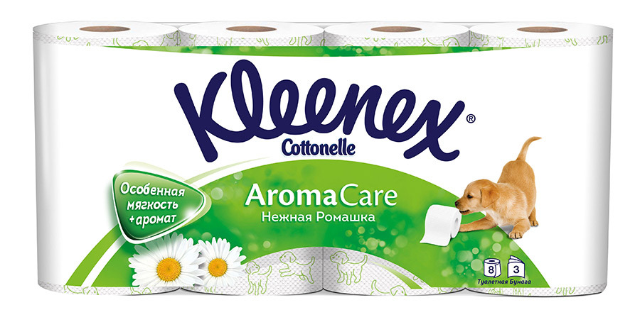 Toalettpapper Kleenex Aroma Care Delikat kamomill 3 lager 8 rullar