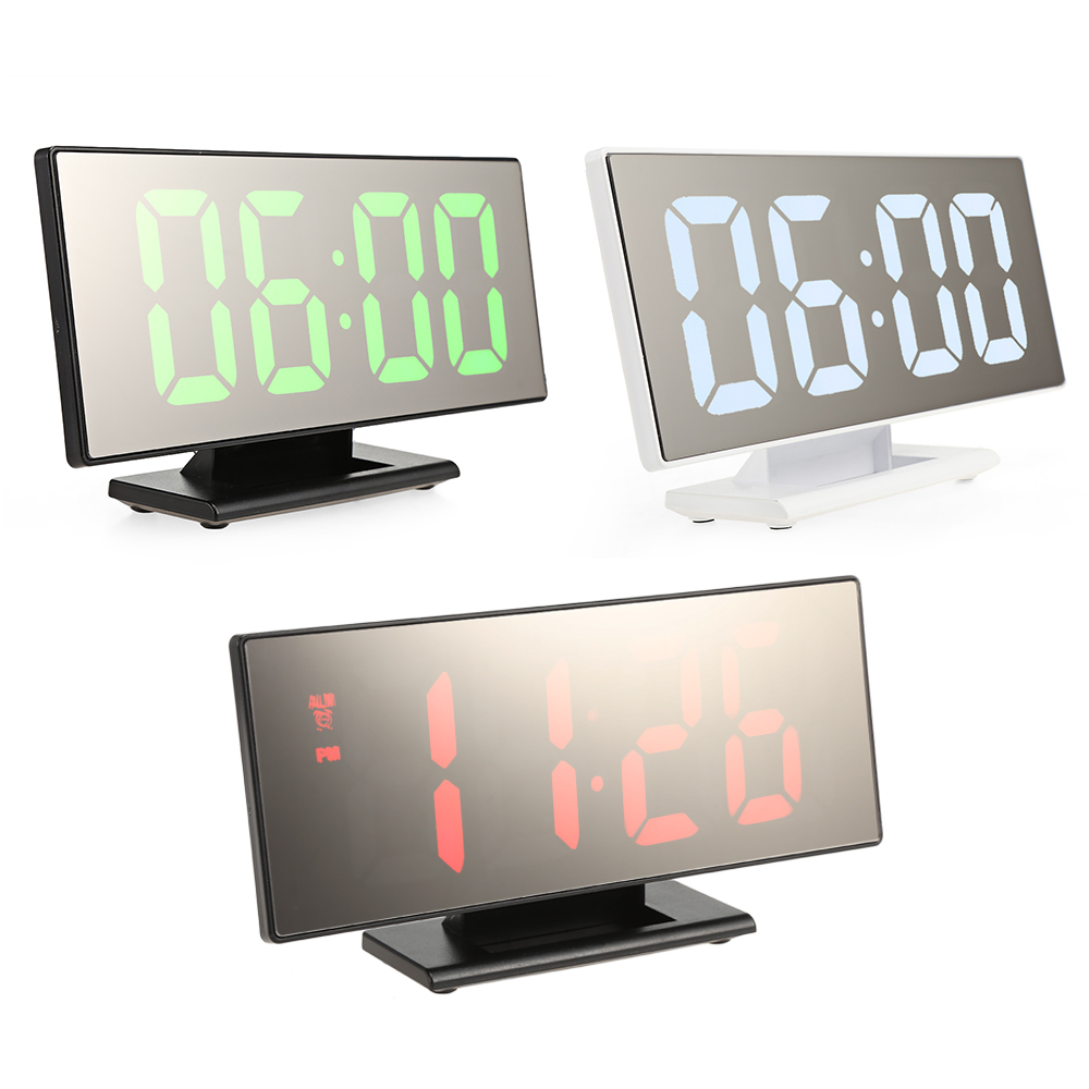  Digital Alarm Clock Multifunctional LED USB Charging Mirror Alarm Home Decor Writing Desk