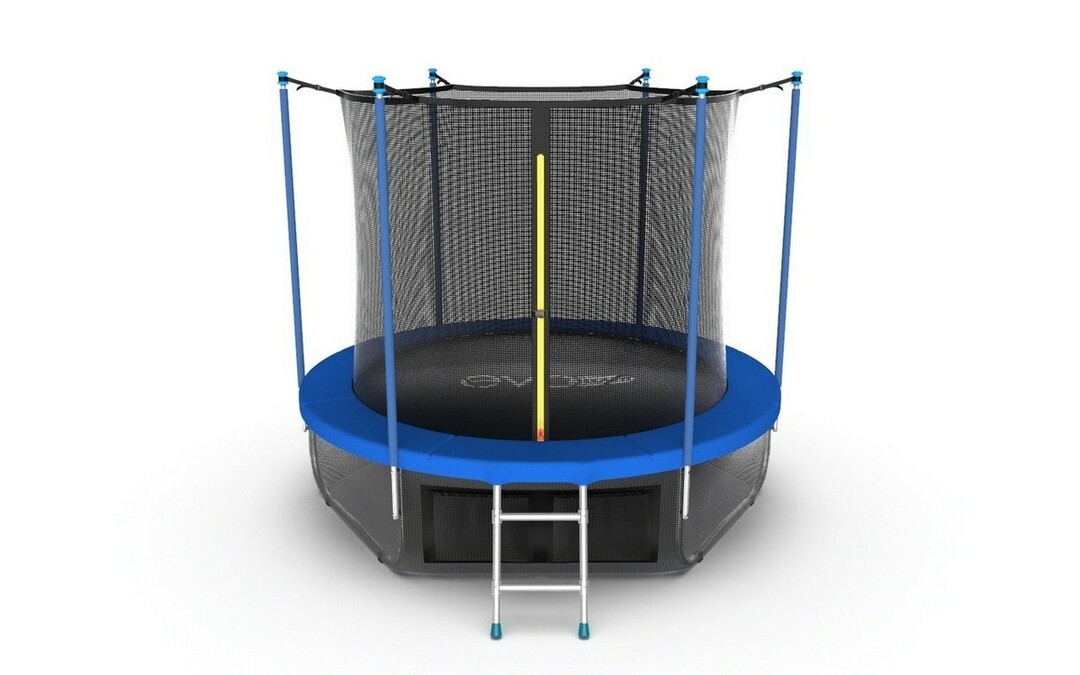 Trampolim com rede interna e escada EVO Jump Interno 6 pés + rede inferior, azul (céu)