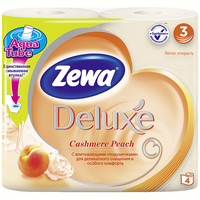 „Zewa Deluxe“ tualetinis popierius, trijų sluoksnių, 4 ritinėliai (persikų)