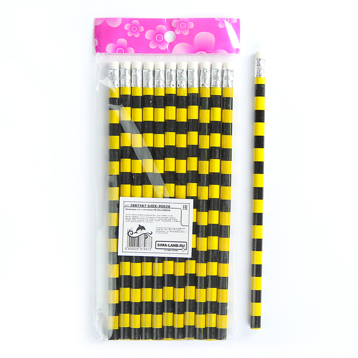 Svart blyertspenna med HB -suddgummiremsor