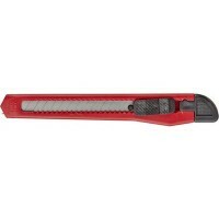 Stationery knife with lock, 9 mm, red